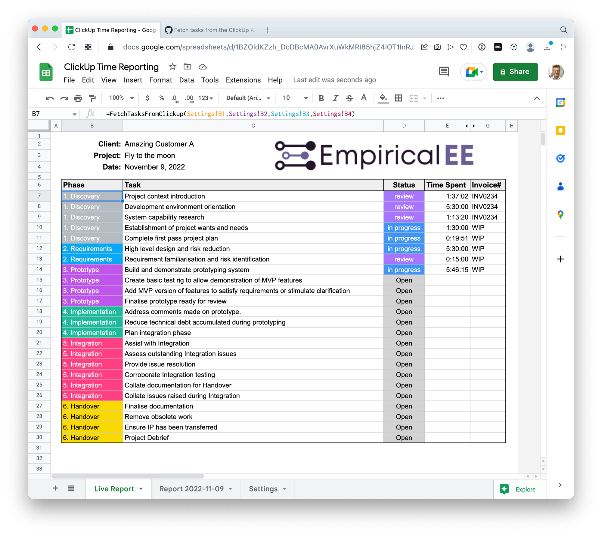 Client reporting with ClickUp